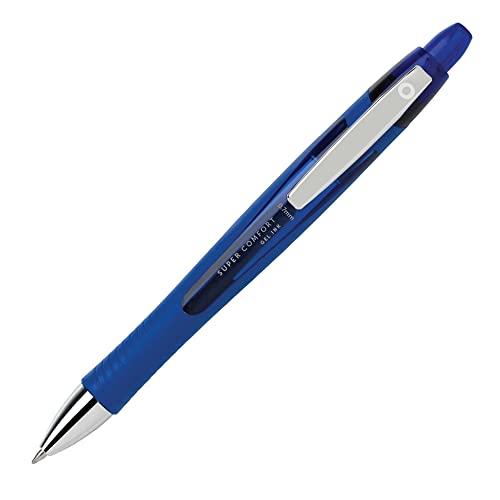 Office Depot Super Comfort Grip Retractable Gel Pens, Medium Point, 0.7 mm, Blue Barrel, Blue Ink, Pack Of 12