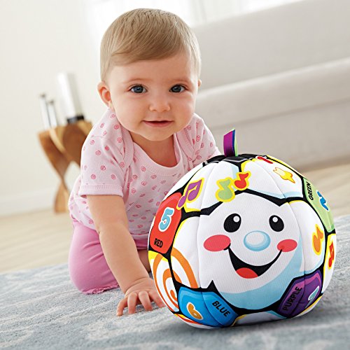 Fisher-Price Baby Learning Toy Laugh & Learn Singin’ Soccer Ball Musical Plush with Sounds & Phrases for Infants Ages 6+ Months