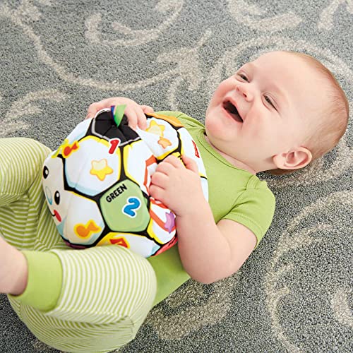 Fisher-Price Baby Learning Toy Laugh & Learn Singin’ Soccer Ball Musical Plush with Sounds & Phrases for Infants Ages 6+ Months