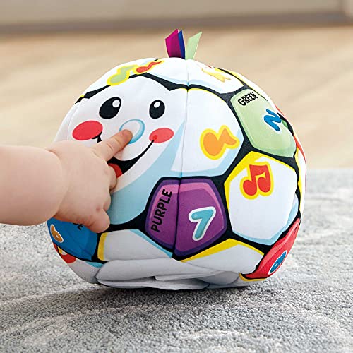 Fisher-Price Baby Learning Toy Laugh & Learn Singin’ Soccer Ball Musical Plush with Sounds & Phrases for Infants Ages 6+ Months