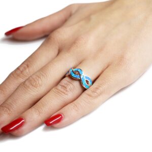 CloseoutWarehouse Blue Simulated Opal Infinity Knot Ring Sterling Silver Size 6