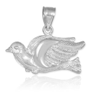 Claddagh Gold 925 Sterling Silver Flying Dove Pendant