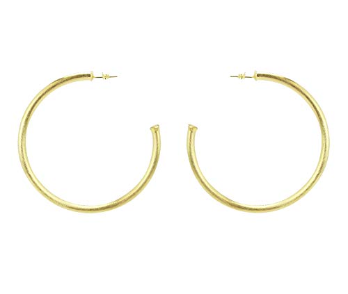 Sheila Fajl Everybody's Favorite Large 2.5 Inch Tubular Lightweight Statement Hoop Earrings in Brush Gold Plated