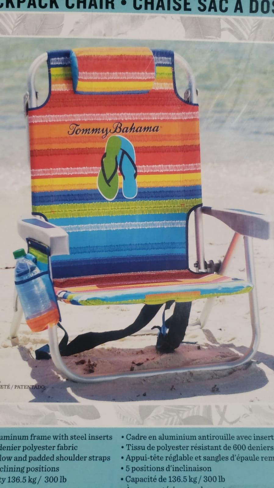 Tommy Bahama 2015 Backpack Cooler Chair with Storage Pouch and Towel Bar- red/Blue