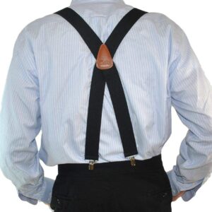 1 1/2" Wide Classic Series Holdups Suspenders for Men in X-back style w/USA Patented No-slip® Silver Clips (Black XS)