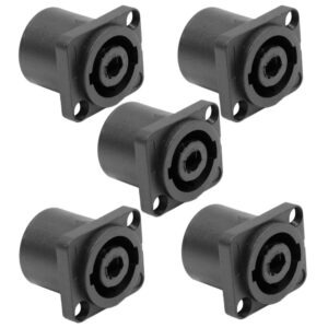 Seismic Audio - SAPT240-5Pack - 5 Pack of 4 Pole Speakon Panel Mount Connectors - Black - Fits Series D Pattern Holes Pro Audio