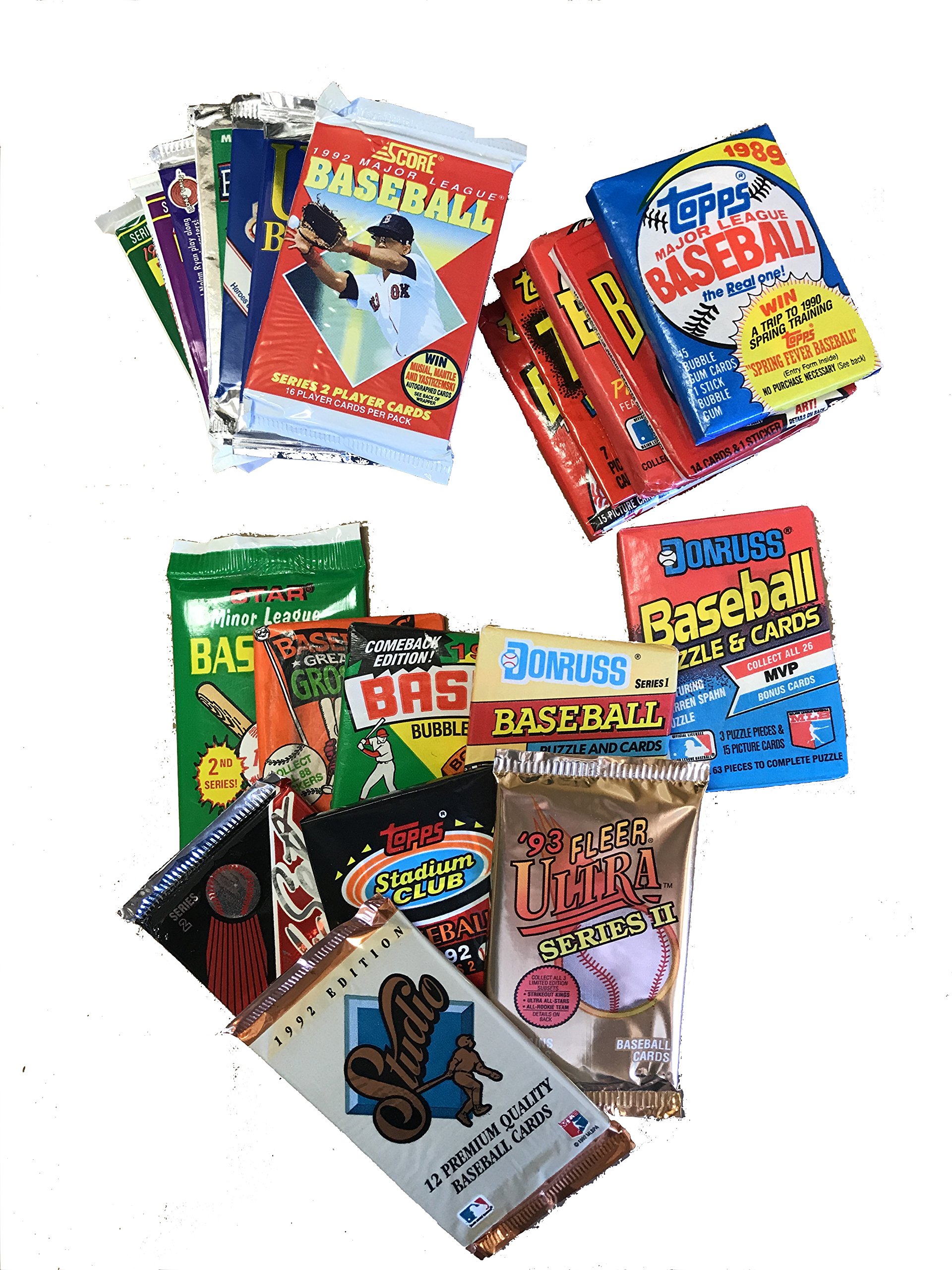 FACTORY SEALED PACK SALE! 100 OLD BASEBALL CARDS ~TOPPS ~ FLEER ~ DONRUSS ~ UPPER DECK ~ SCORE ~ STADIUM CLUB ~ O-PEE-CHEE ~ BOWMAN SEALED WAX PACKS ESTATE SALE WAREHOUSE FIND!