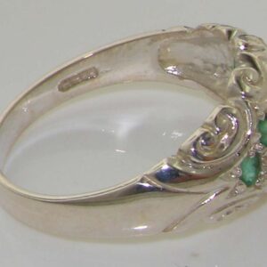 925 Sterling Silver Natural Emerald Womens Promise Ring - Size 8.75