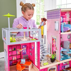 KidKraft Uptown Wooden Modern Dollhouse with Lights & Sounds, Pool and 36 Accessories