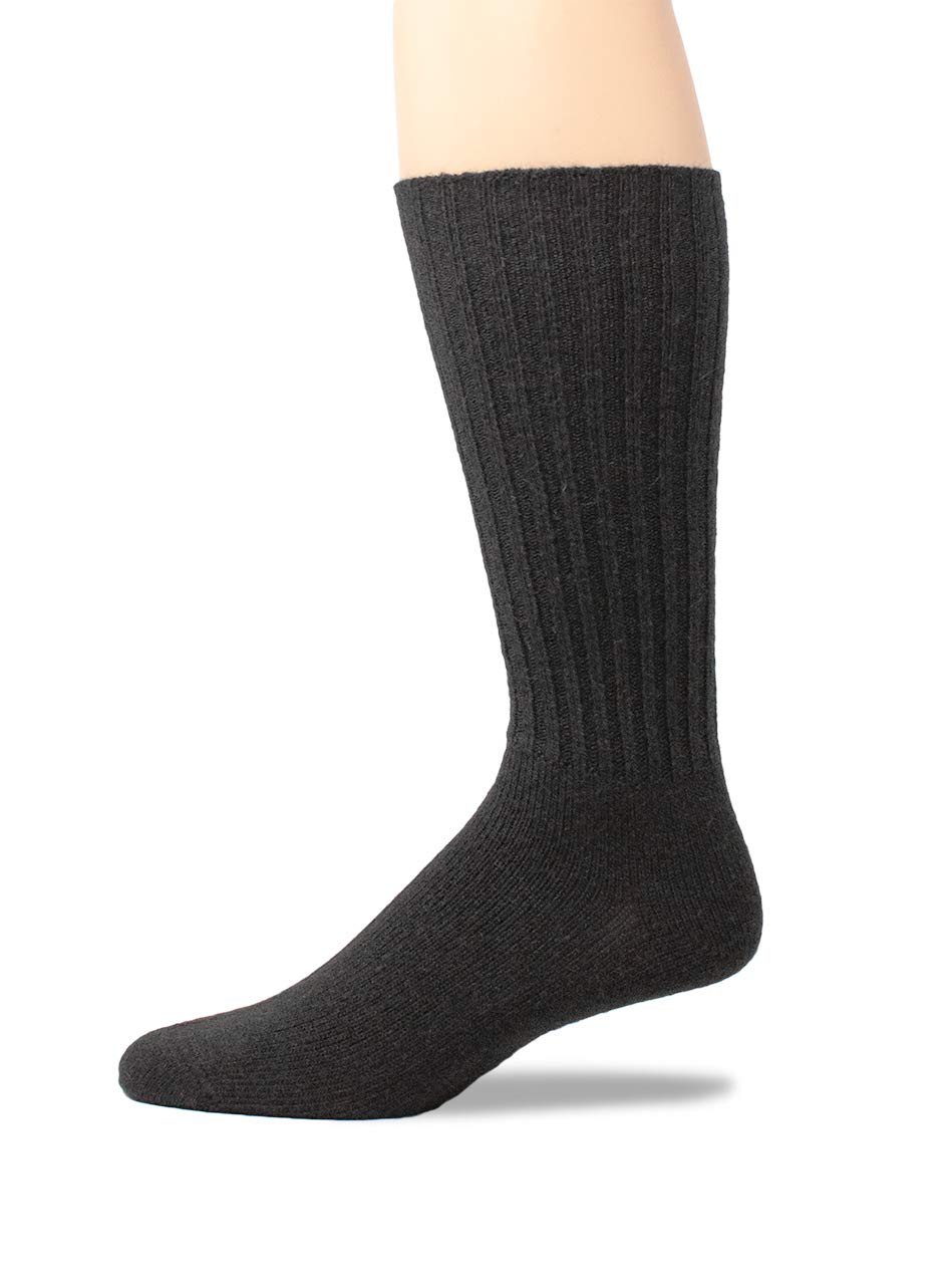 WARRIOR ALPACA SOCKS - Ribbed Casual Everyday Alpaca Wool Crew Socks For Men And Women (Black Medium)