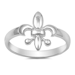 Sterling Silver Fleur De Lis Ring French Symbol Lily Design Solid 925 Size 6