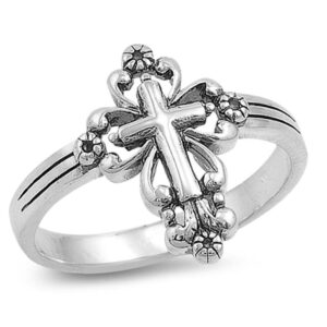 Sterling Silver Classic Vintage Cross Ring Christian Religious 925 Size 6