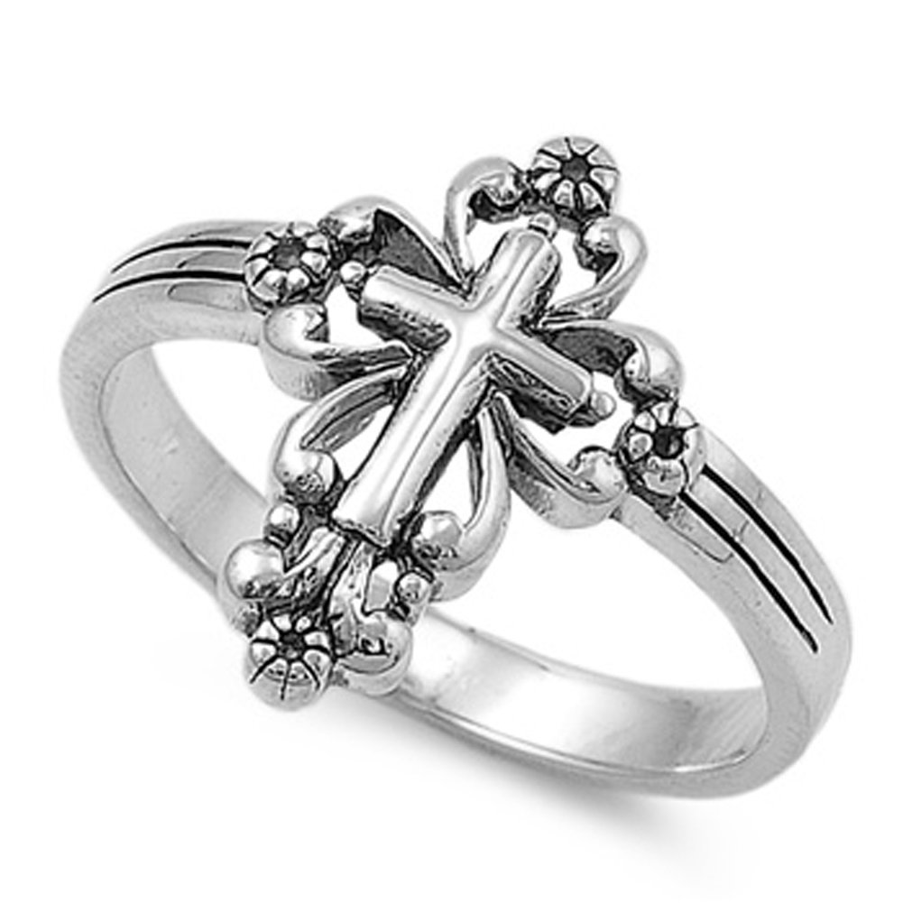 Sterling Silver Classic Vintage Cross Ring Christian Religious 925 Size 6