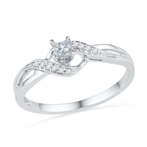 DGOLD 10KT White Gold Princess and Round Diamond Promise Ring (0.13 CTTW)