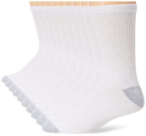 hanes mens crew socks, 12pack athletic socks, white, size 6-12 us