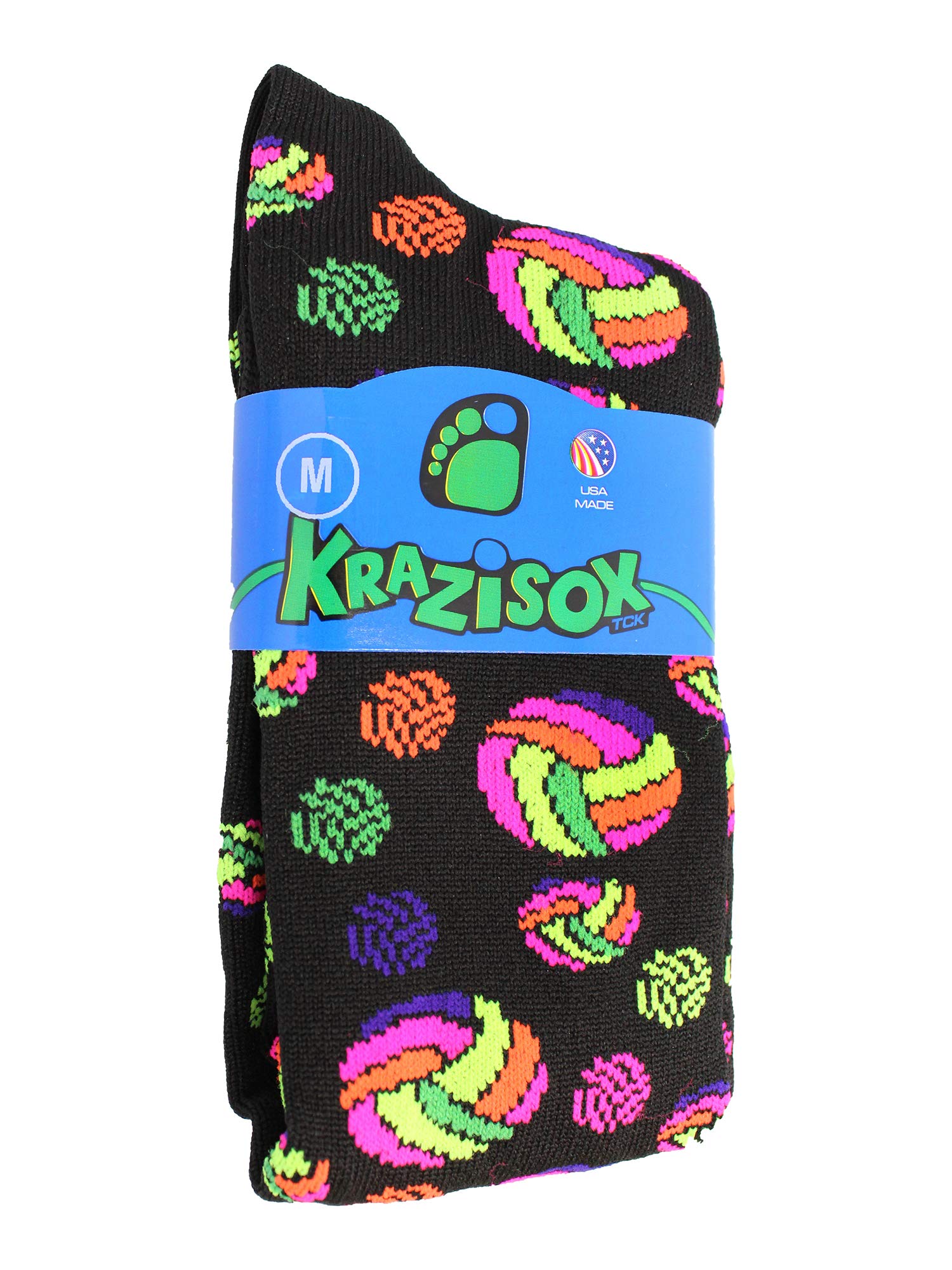 TCK Krazisox Neon Volleyball Logo Socks (Multi, Medium)