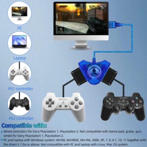 OSTENT Dual USB Adapter Converter Cable Cord for Sony PlayStation 1/2 PS One PSX Wired Controller Gamepad Joystick to PC Laptop