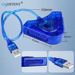 OSTENT Dual USB Adapter Converter Cable Cord for Sony PlayStation 1/2 PS One PSX Wired Controller Gamepad Joystick to PC Laptop