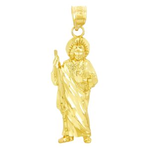 10k Yellow Gold 1" Christian Saint Jude Thaddeus Patron Saint of Lost Causes CharmSaint Jude Charm Pendant