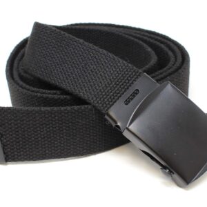 Canvas Web Belt Military Style with Black Buckle and Tip 56" Long Many Colors (Black)