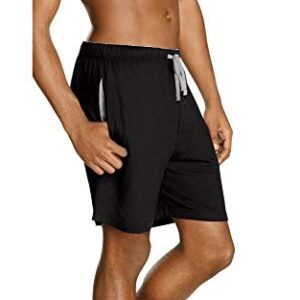 Hanes Men's Jersey Lounge Drawstring Shorts with Logo Waistband 2-Pack (Active Grey Heather/Black - 2XL)