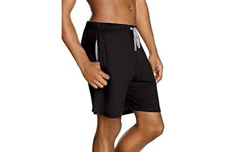 Hanes Men's Jersey Lounge Drawstring Shorts with Logo Waistband 2-Pack (Active Grey Heather/Black - 2XL)