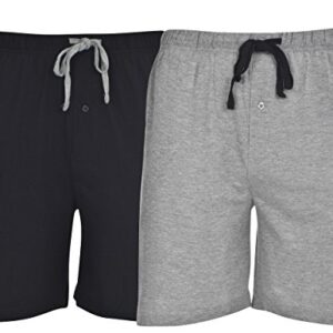 Hanes Men's Jersey Lounge Drawstring Shorts with Logo Waistband 2-Pack (Active Grey Heather/Black - 2XL)