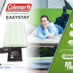 Coleman EasyStay Plus Single-High Twin Air Mattress, ComfortStrong Coil Construction for Superior Support & AirTight System for Leak-free Night