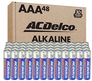 acdelco 48-count aaa batteries, maximum power super alkaline battery, 10-year shelf life