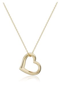 amazon essentials women 18k yellow gold plated sterling silver open heart pendant necklace, 18" (previously amazon collection)