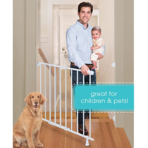 Summer Infant Top of Stairs Simple to Secure Metal Baby Gate, White Metal Finish – 30” Tall, Fits Openings up to 29” to 42” Wide, Baby and Pet Gate for Doorways and Stairways