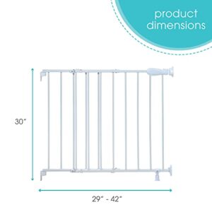 Summer Infant Top of Stairs Simple to Secure Metal Baby Gate, White Metal Finish – 30” Tall, Fits Openings up to 29” to 42” Wide, Baby and Pet Gate for Doorways and Stairways