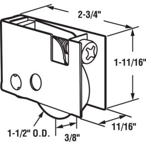 Prime-Line D 1998 1-1/2 In. Ball Bearing Steel Sliding Door Roller Assembly, for Pella (Single Pack)