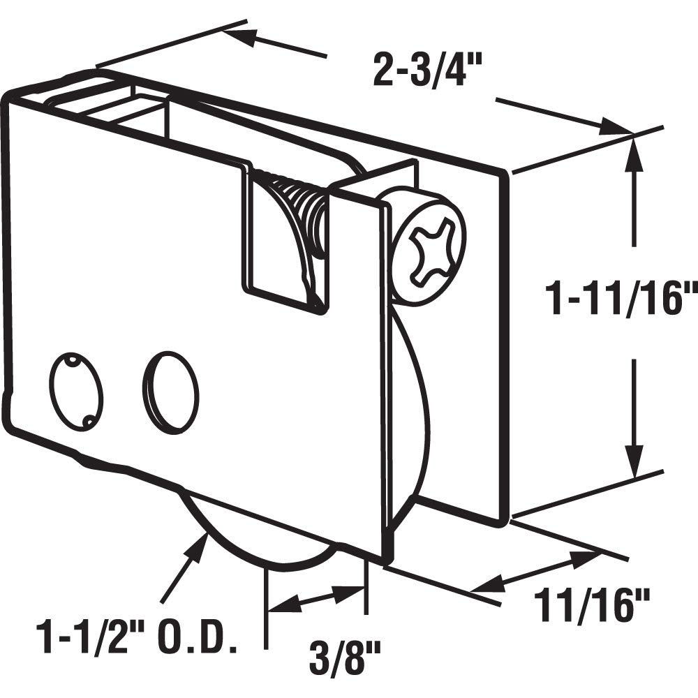 Prime-Line D 1998 1-1/2 In. Ball Bearing Steel Sliding Door Roller Assembly, for Pella (Single Pack)