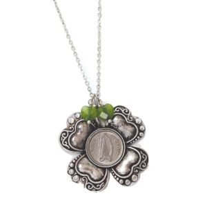 american coin treasures irish threepence four leaf clover and green heart charm pendant