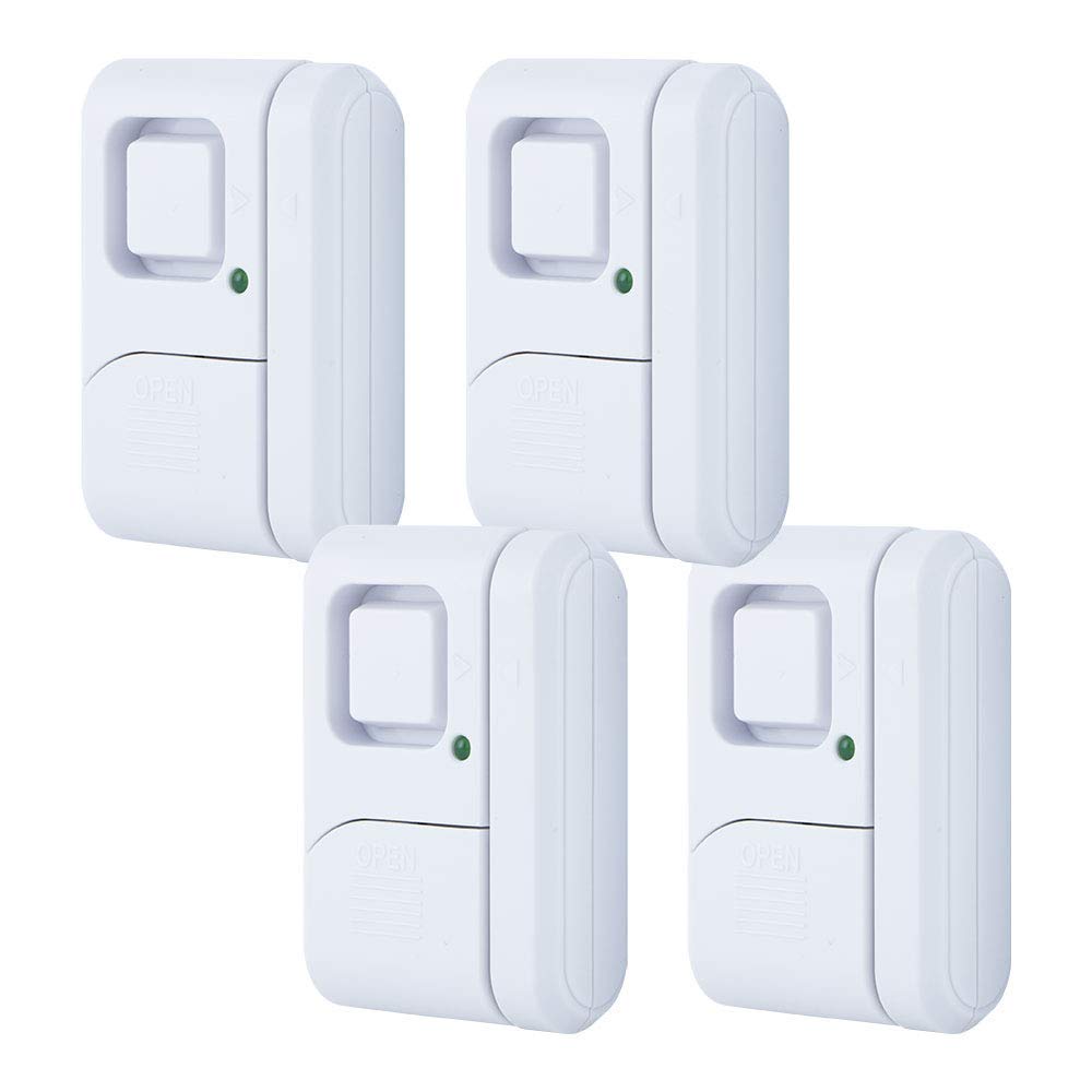 GE Personal Security Window and Door Alarm, 4 Pack, DIY Protection, Burglar Alert, Wireless Chime/Alarm, Easy Installation, Home Security, Ideal for Home, Garage, Apartment and More,White, 45174