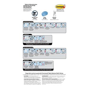 Command Plastic, Holds, 1 Bath Soap Dish with Water-Resistant Adhesive, 2 lb Capacity, 2 Strips, BATH14-ES, Clear Frosted