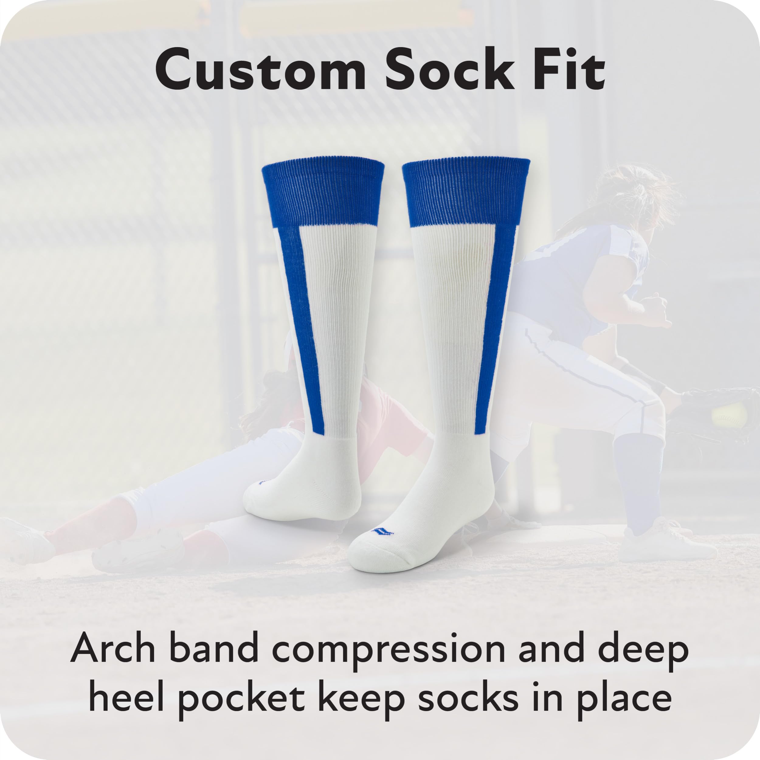 Sof Sole Baseball/Softball Over-the-Calf Team Athletic Performance Socks (2 Pair), Large, Black