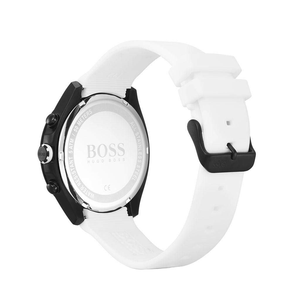 BOSS Velocity Men's Stainless Steel Quartz Watch with Silicone Strap, White, (Model: 1513718)