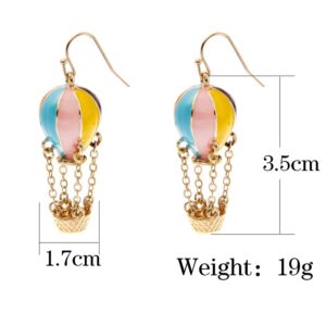 Lureme® Colorful Enamel Hot Air Balloon Chained Basket Gold Tone French Hook Dangle Earrings 2002344-1