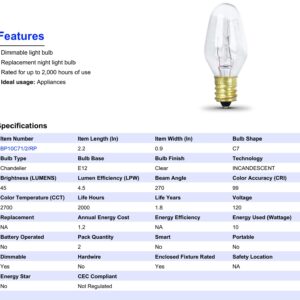 10-Watt C7 Appliance Incandescent Light Bulb (2-Pack)-Feit Electric-BP10C71/2/RP