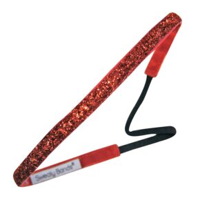 Sweaty Bands Womens Girls Headband - Non-Slip Velvet-Lined Sparkle Hairband - Viva Diva Red 3/8-Inch