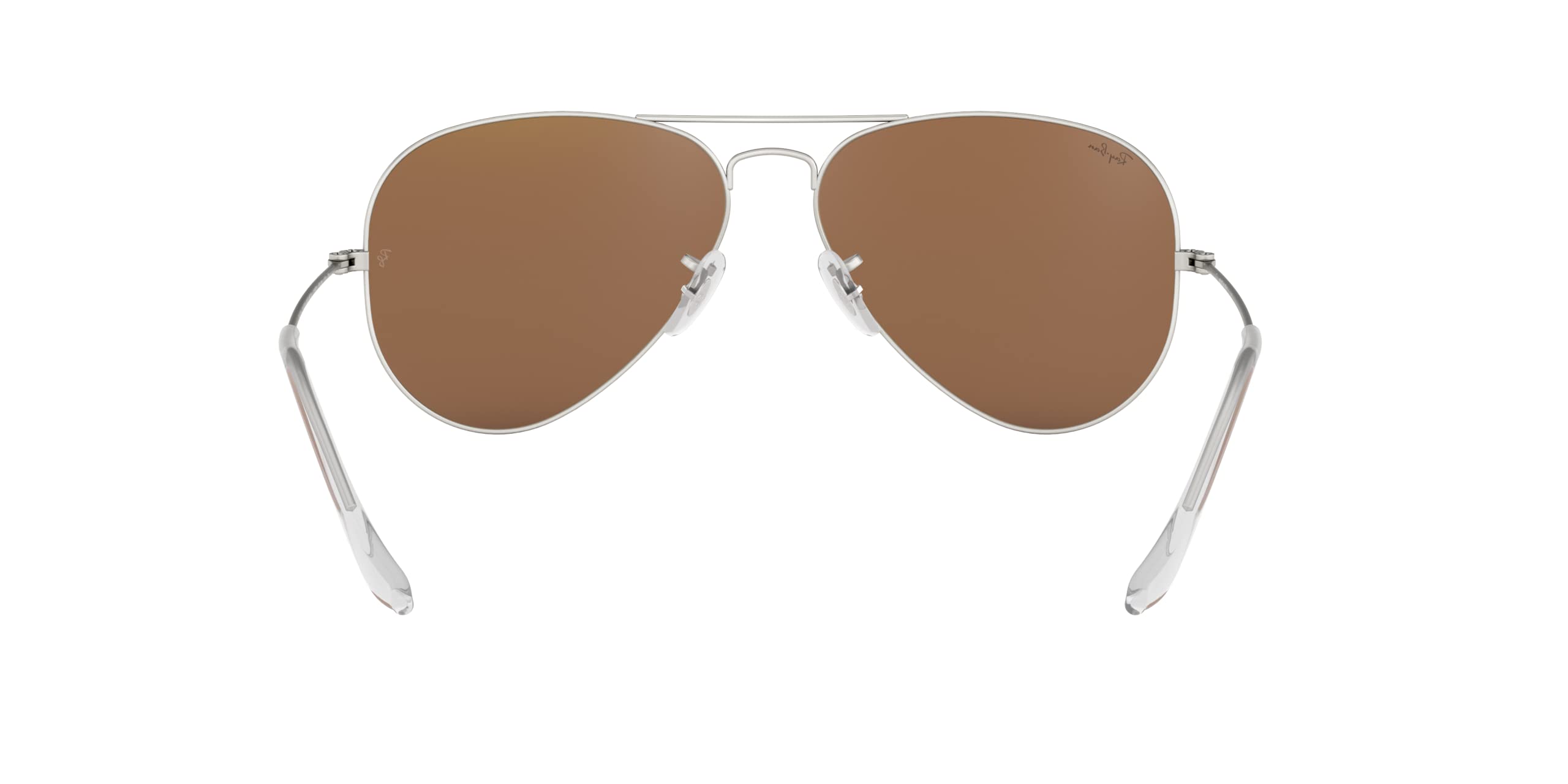 Ray-Ban RB3025 Classic Aviator Sunglasses, Matte Silver/Light Brown Mirrored Pink, 55 mm