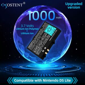 OSTENT 3.7V 1000mAh Rechargeable Li-ion Polymer Lithium-ion Battery Pack Tool Kit for Nintendo DSL NDS Lite