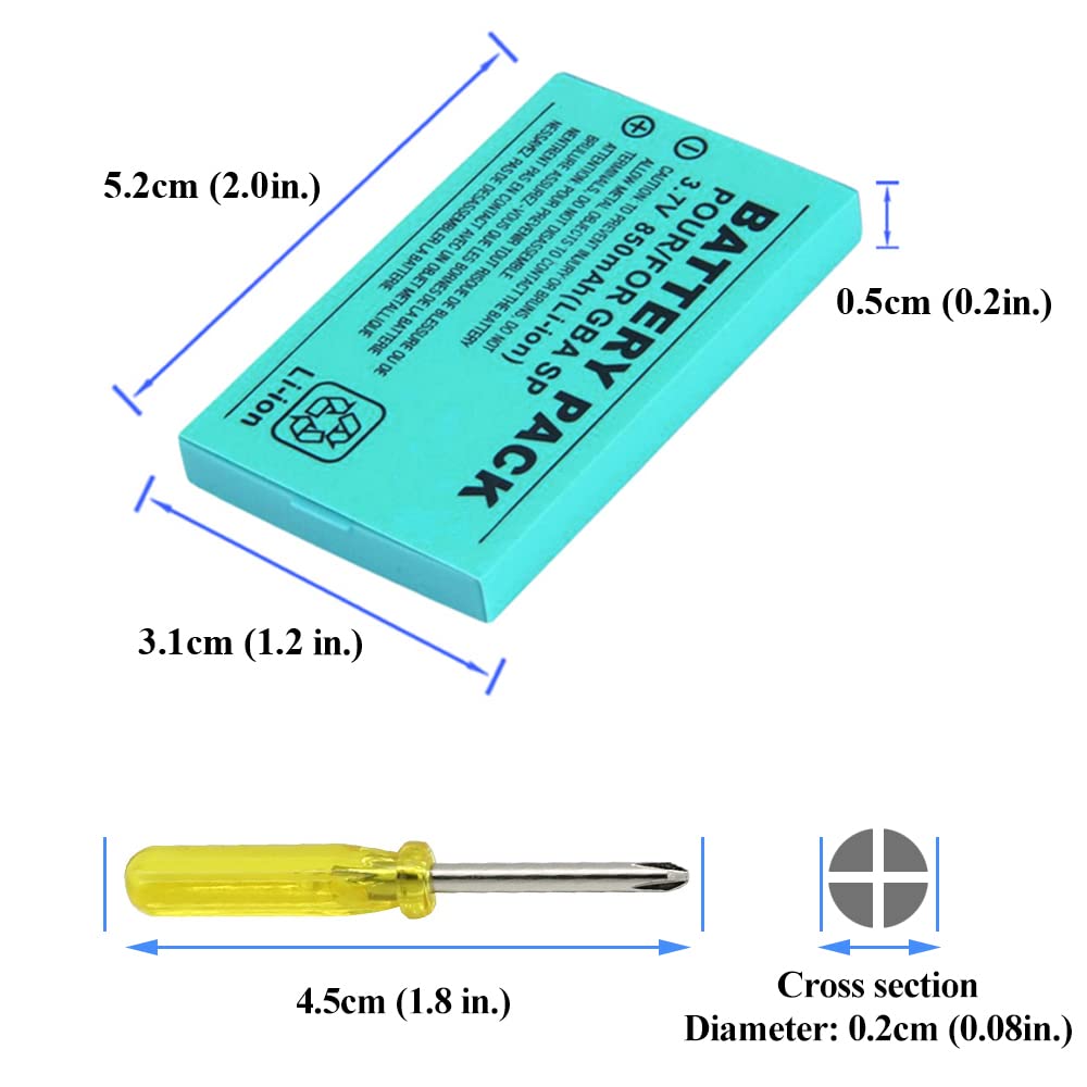 OSTENT 850mAh Rechargeable Lithium-ion Battery + Tool Pack Kit for Nintendo GBA SP Game Boy Advance SP