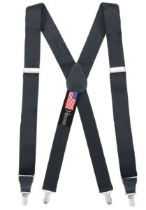 hold'em 100% silk suspenders for men x - back fancy solid clip end dress suspender made in usa – many colors and designs perfect for tuxedo -black