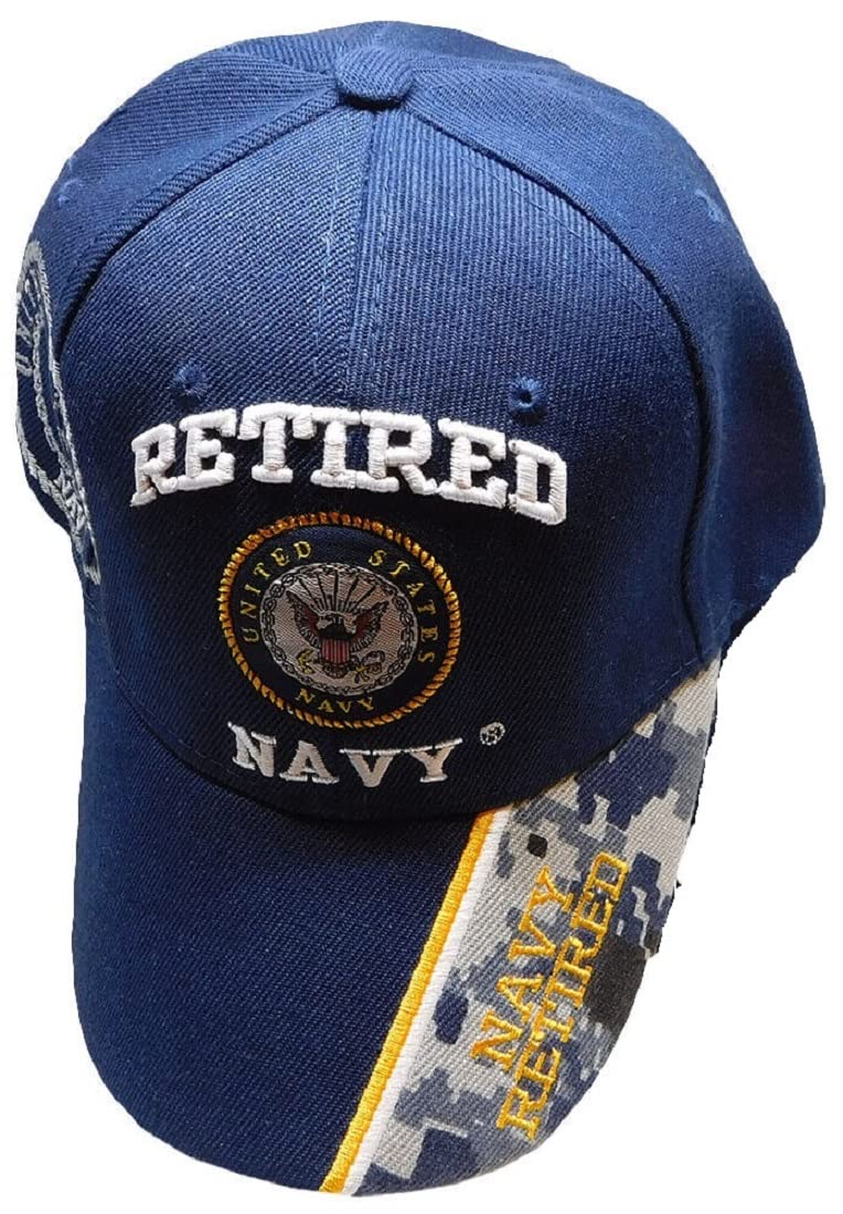 USA Retired Navy Baseball Style Embroidered Hat Blue Ball Cap Vet Us Veteran