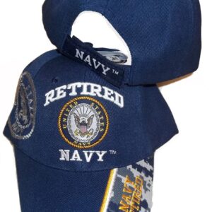 USA Retired Navy Baseball Style Embroidered Hat Blue Ball Cap Vet Us Veteran