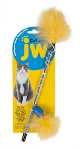 jw petmate cataction feather wand toy, multicolor