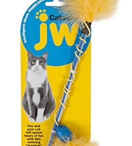 JW Petmate Cataction Feather Wand Toy, Multicolor